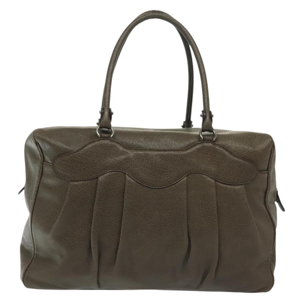 Salvatore Ferragamo Gancini Buckle Shoulder Bag Leather Khaki Leather Bag (Authentic Pre-Loved)