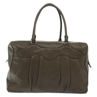 Salvatore Ferragamo Gancini Buckle Shoulder Bag Leather Khaki Leather Bag (Authentic Pre-Loved)