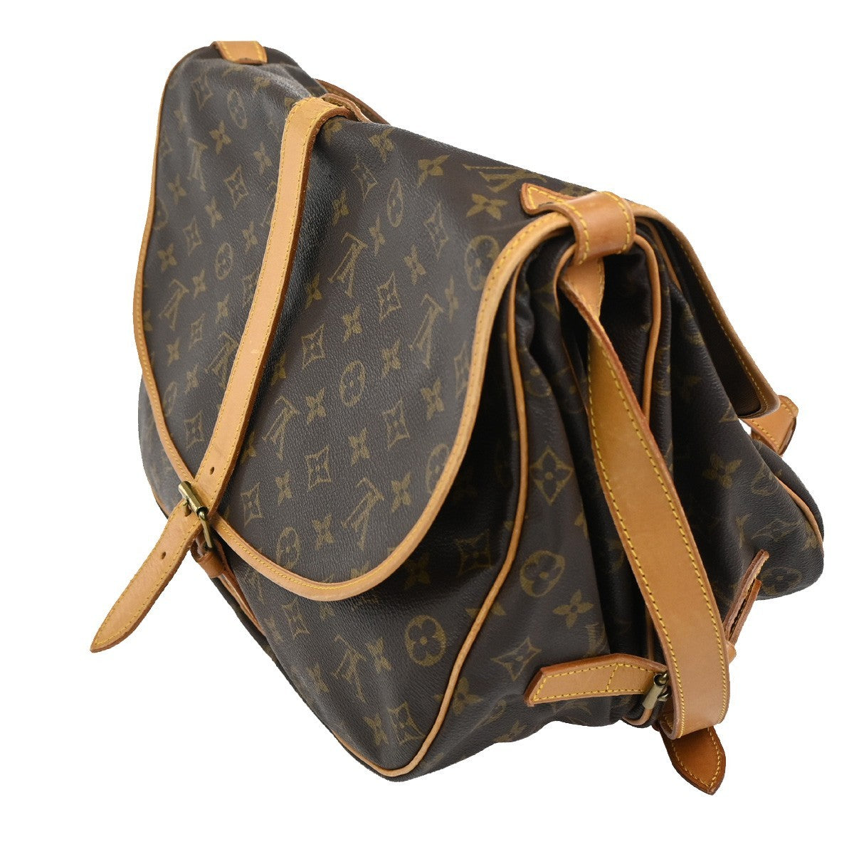 Louis Vuitton Saumur Handbag Monogram Canvas Brown Canvas Shoulder Bag Bag (Pre-Loved)