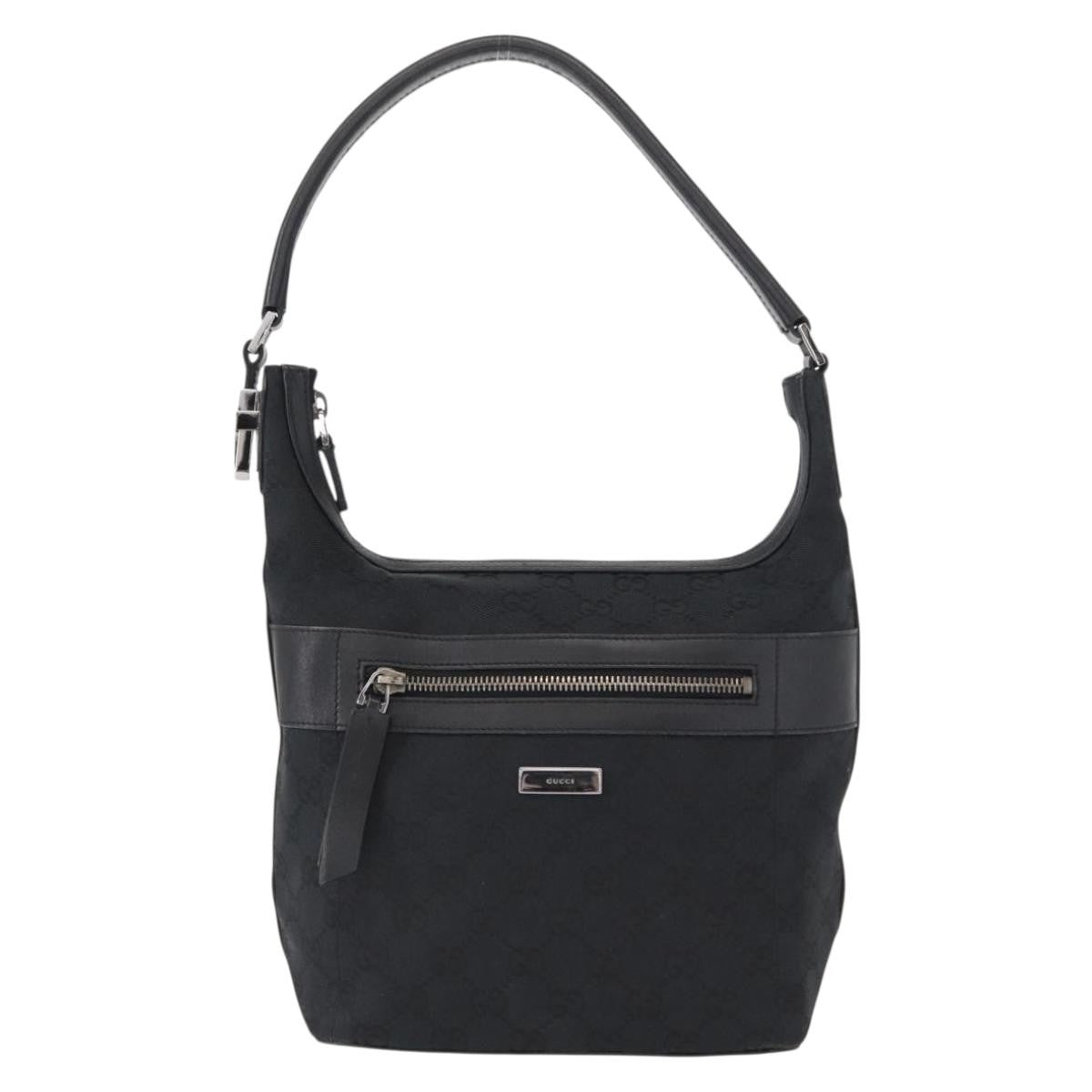 Gucci Vintage Shoulder Bag Gg Canvas And Leather Black Canvas Shoulder Bag Bag (Authentic Pre-Loved)