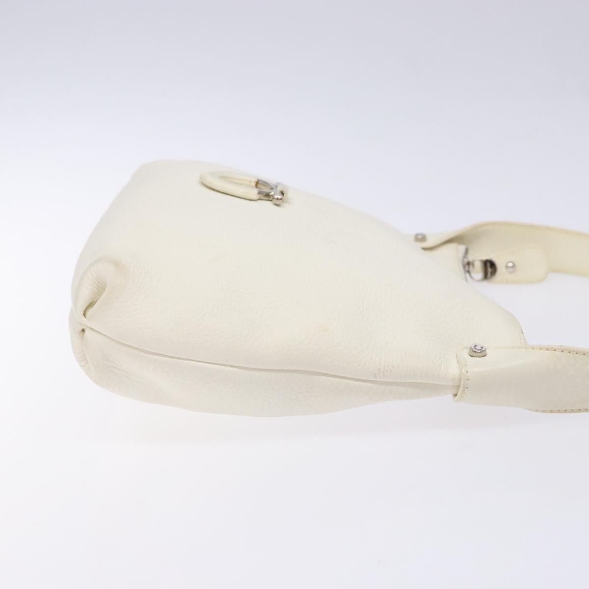 Salvatore Ferragamo Gancini Shoulder Bag Leather White Leather Shoulder Bag Bag (Authentic Pre-Loved)