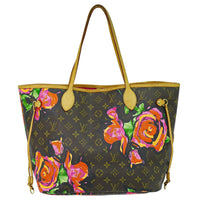 Louis Vuitton Neverfull Tote Limited Edition Monogram Roses Brown Canvas Tote Bag Bag (Authentic Pre-Loved)