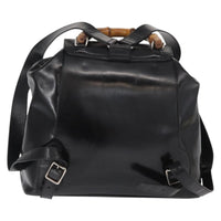 Gucci Vintage Bamboo Backpack Leather Black Leather Backpack Bag (Authentic Pre-Loved)