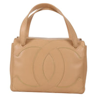 Chanel Cc Stitch Tote Lambskin Beige Leather Bag (Pre-Loved)