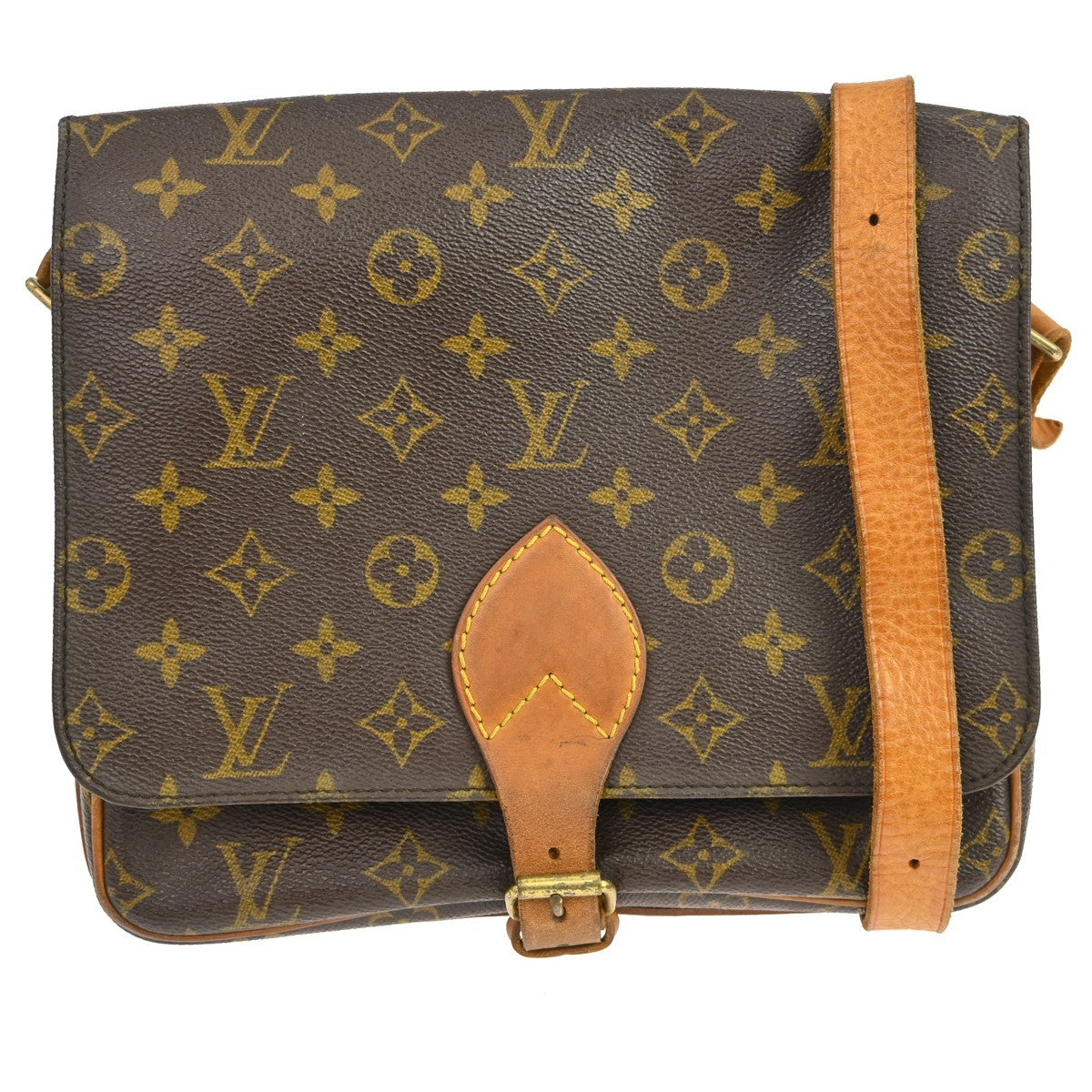 Louis Vuitton Cartouchiere Handbag Monogram Canvas Brown Canvas Shoulder Bag Bag (Authentic Pre-Loved)