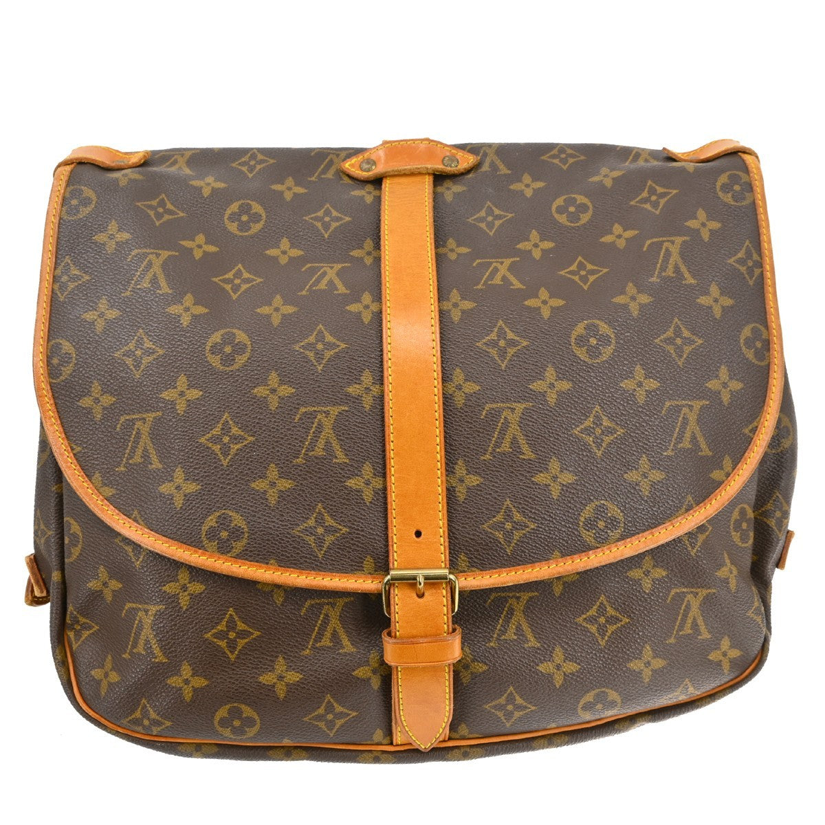 Louis Vuitton Saumur Handbag Monogram Canvas Brown Canvas Shoulder Bag Bag (Pre-Loved)