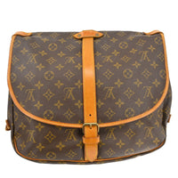 Louis Vuitton Saumur Handbag Monogram Canvas Brown Canvas Shoulder Bag Bag (Pre-Loved)