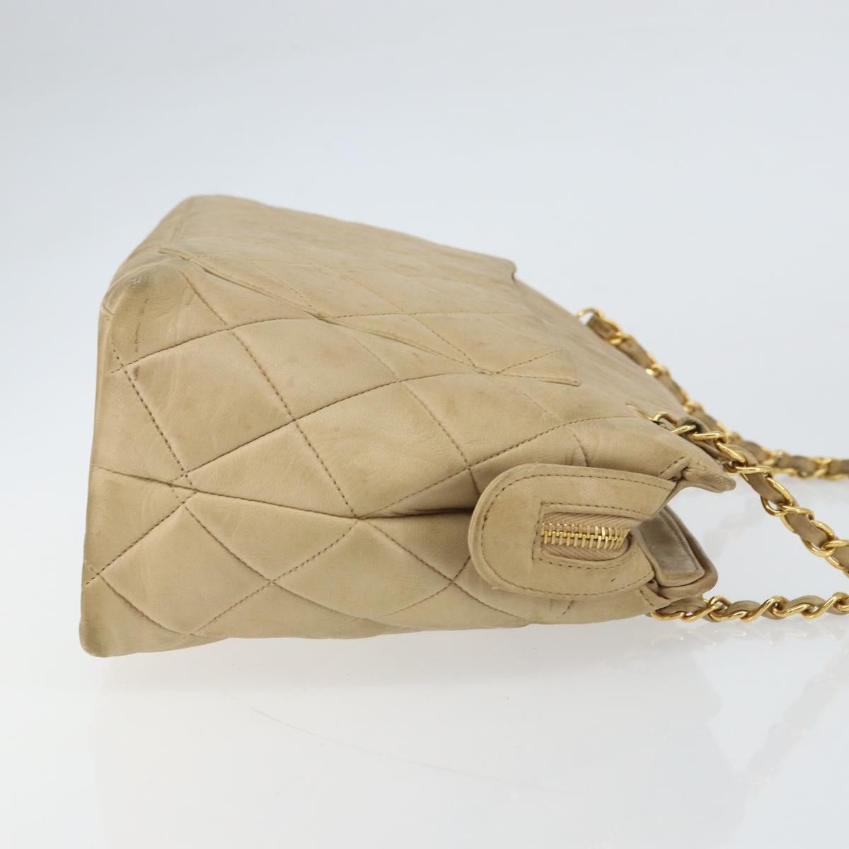 Chanel Vintage Camera Bag Quilted Leather Beige Leather Shoulder Bag Bag (Authentic Pre-Loved)