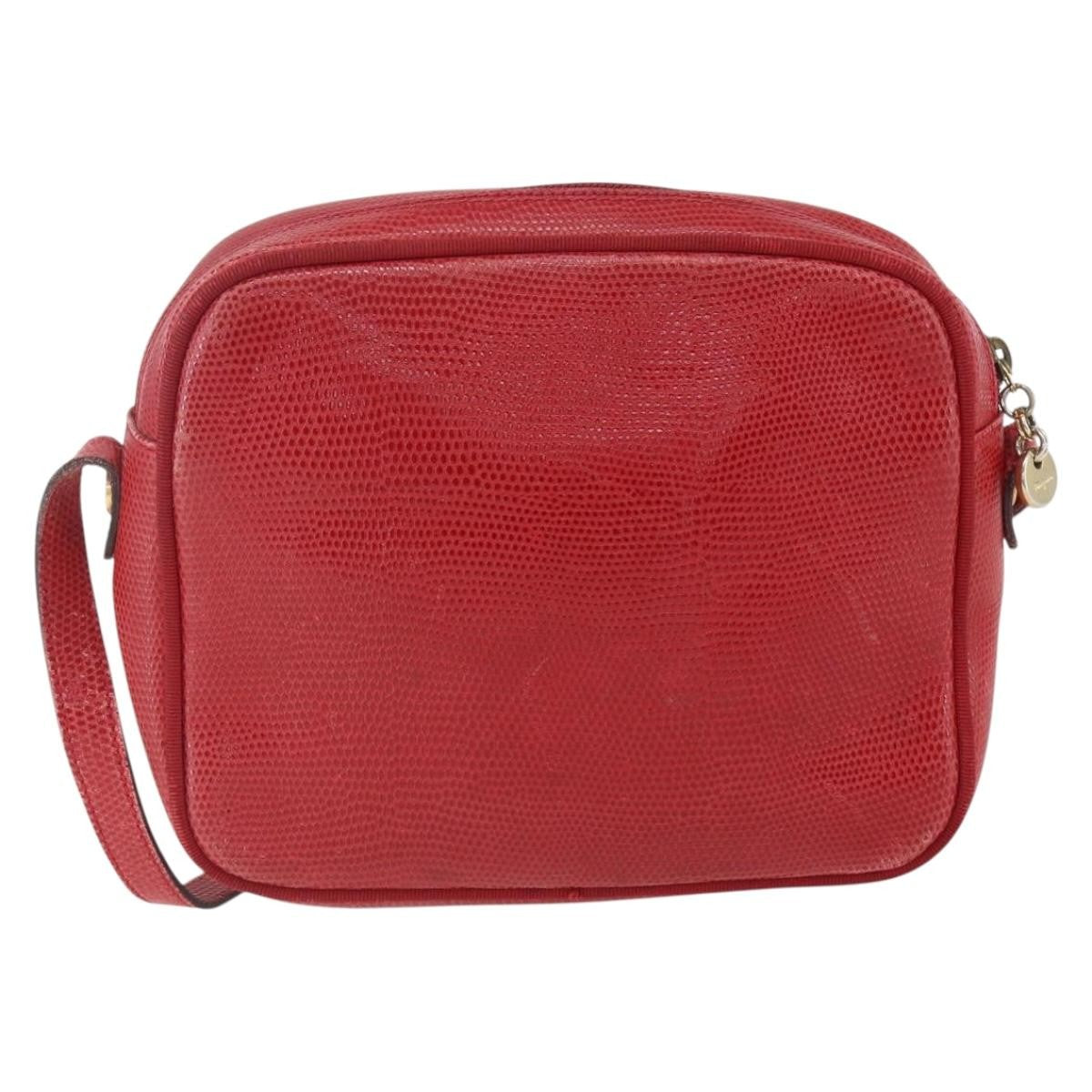 Salvatore Ferragamo Vara Bow Camera Shoulder Bag Leather Red Leather Shoulder Bag Bag (Authentic Pre-Loved)