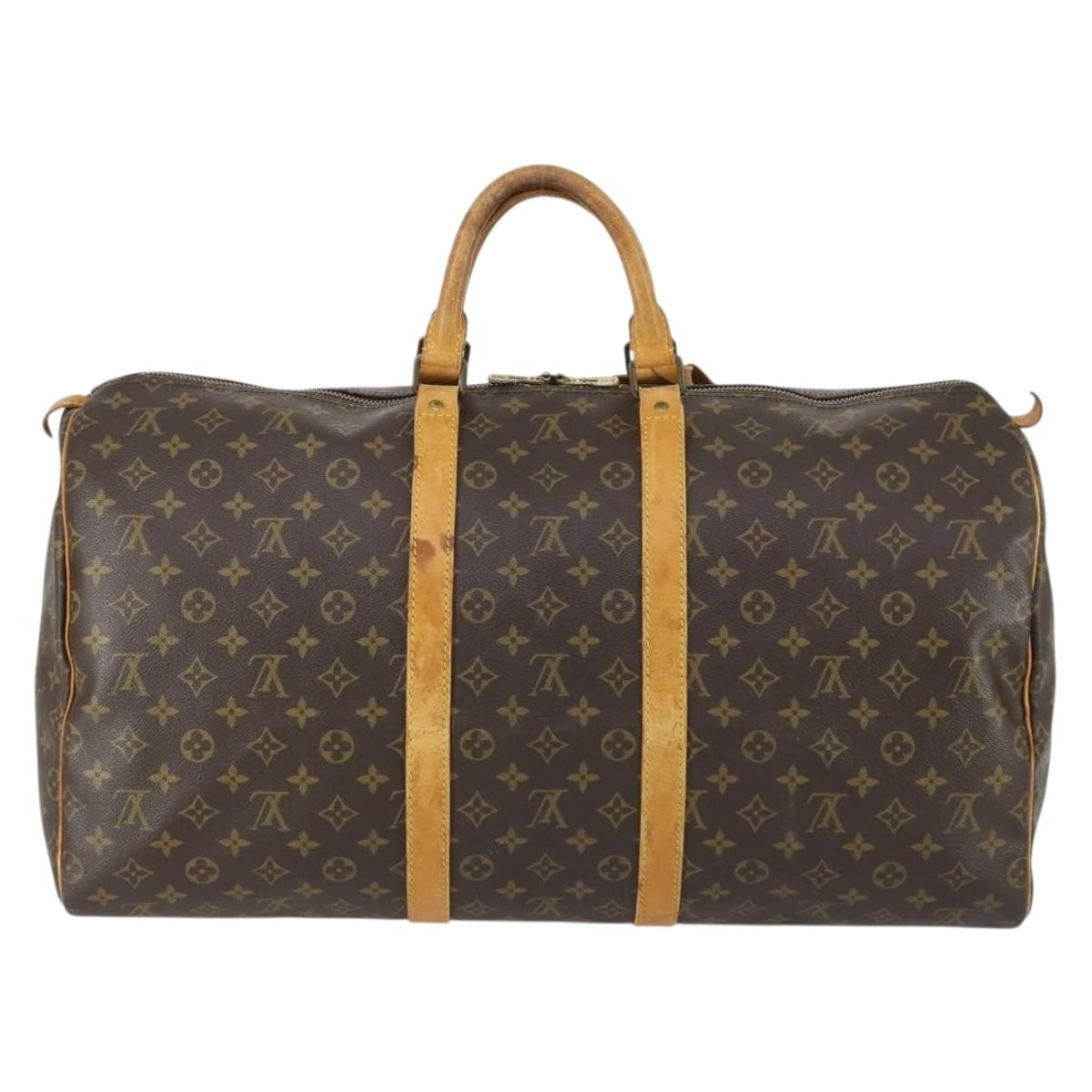 Louis Vuitton Keepall Bag Monogram Canvas Brown Canvas Travel Bag Bag (Authentic Pre-Loved)