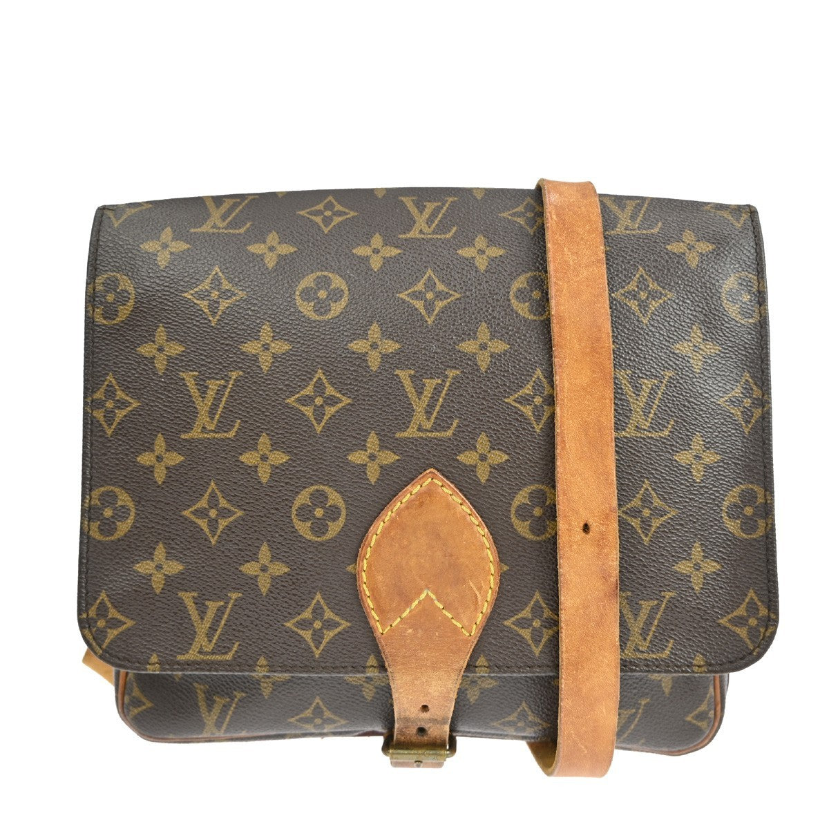 Louis Vuitton Cartouchiere Handbag Monogram Canvas Brown Canvas Shoulder Bag Bag (Authentic Pre-Loved)