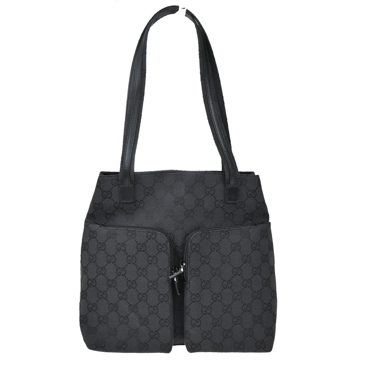 Gucci Double Pocket Tote Gg Canvas Black Canvas Tote Bag Bag (Pre-Loved)
