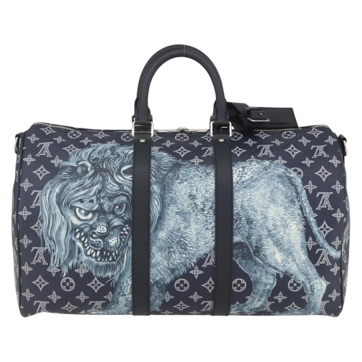 Louis Vuitton Keepall Bandouliere Bag Limited Edition Chapman Savane Monogram Canvas Navy Canvas Travel Bag Bag (Authentic Pre-Loved)