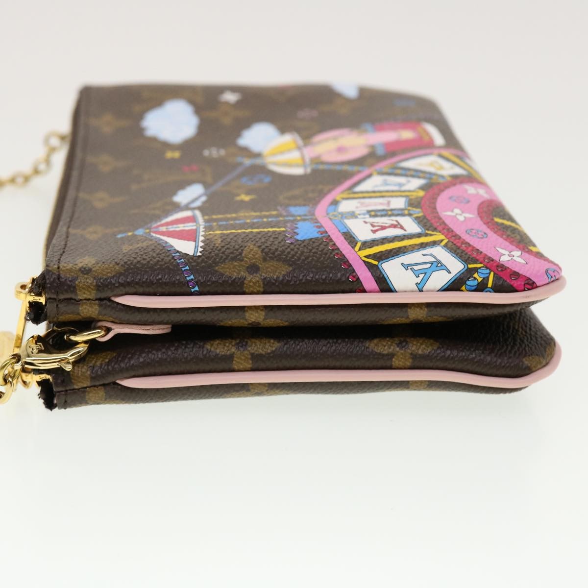 Louis Vuitton Double Zip Pochette Limited Edition Vivienne Xmas Monogram Canvas Brown Canvas Clutche & Pouche Bag (Authentic Pre-Loved)