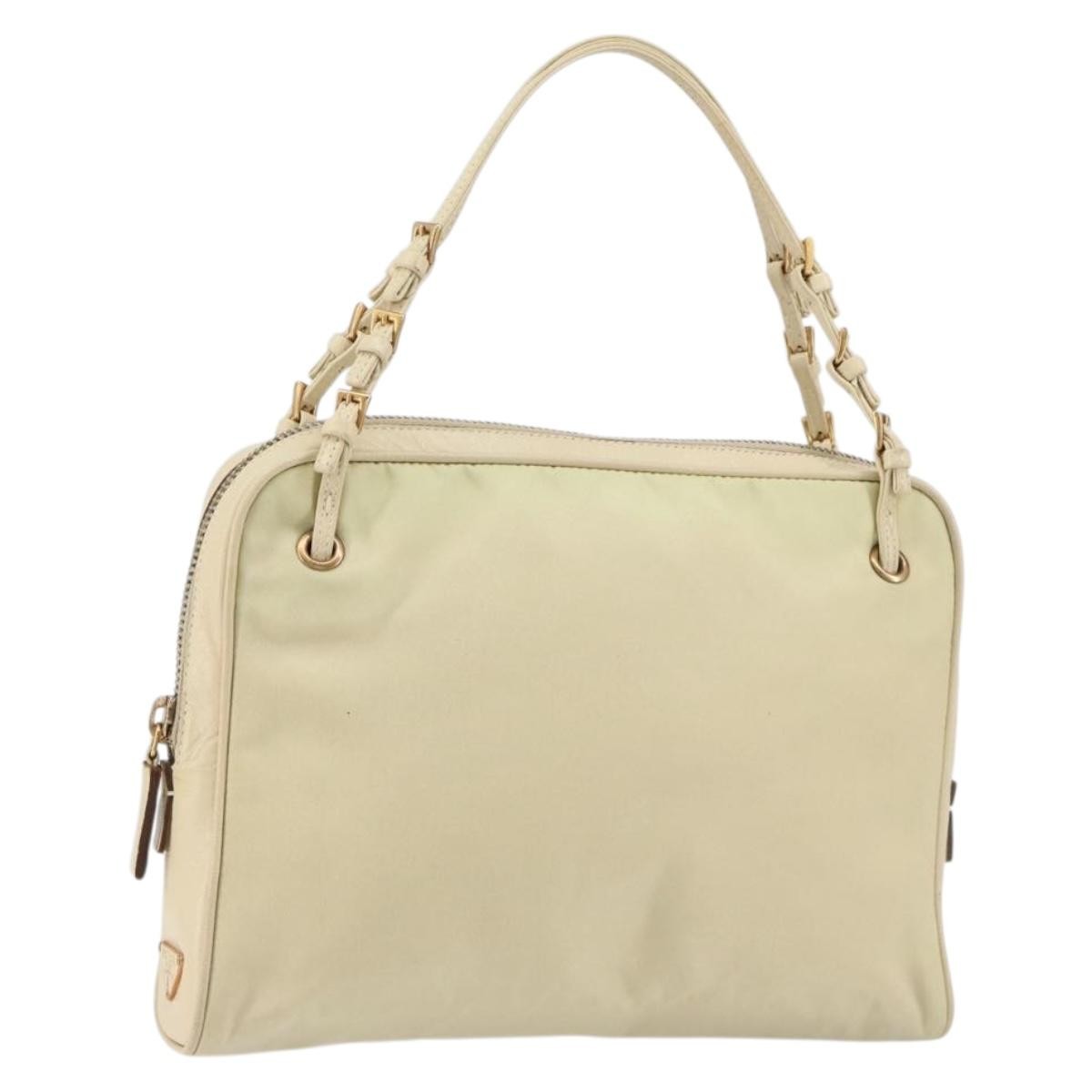 Prada Vintage Handbag Tessuto Beige Nylon Handbag (Authentic Pre-Loved)