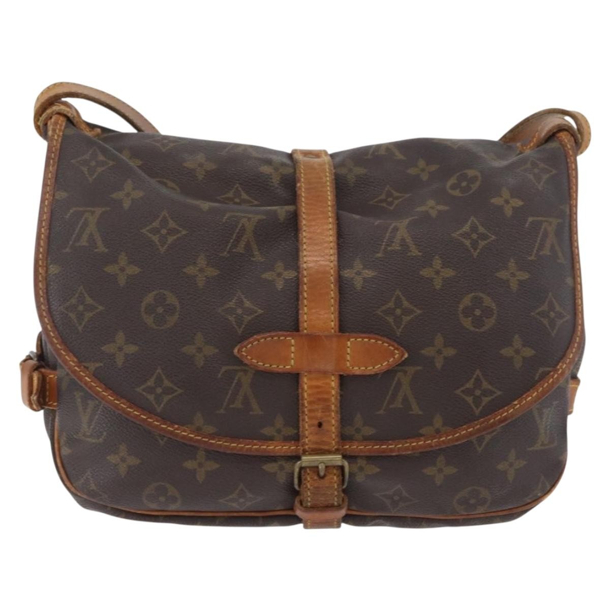 Louis Vuitton Saumur Handbag Monogram Canvas Brown Canvas Shoulder Bag Bag (Pre-Loved)