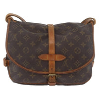 Louis Vuitton Saumur Handbag Monogram Canvas Brown Canvas Shoulder Bag Bag (Pre-Loved)