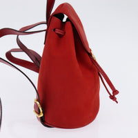 Salvatore Ferragamo Gancini Flap Drawstring Backpack Leather Red Leather Backpack Bag (Authentic Pre-Loved)