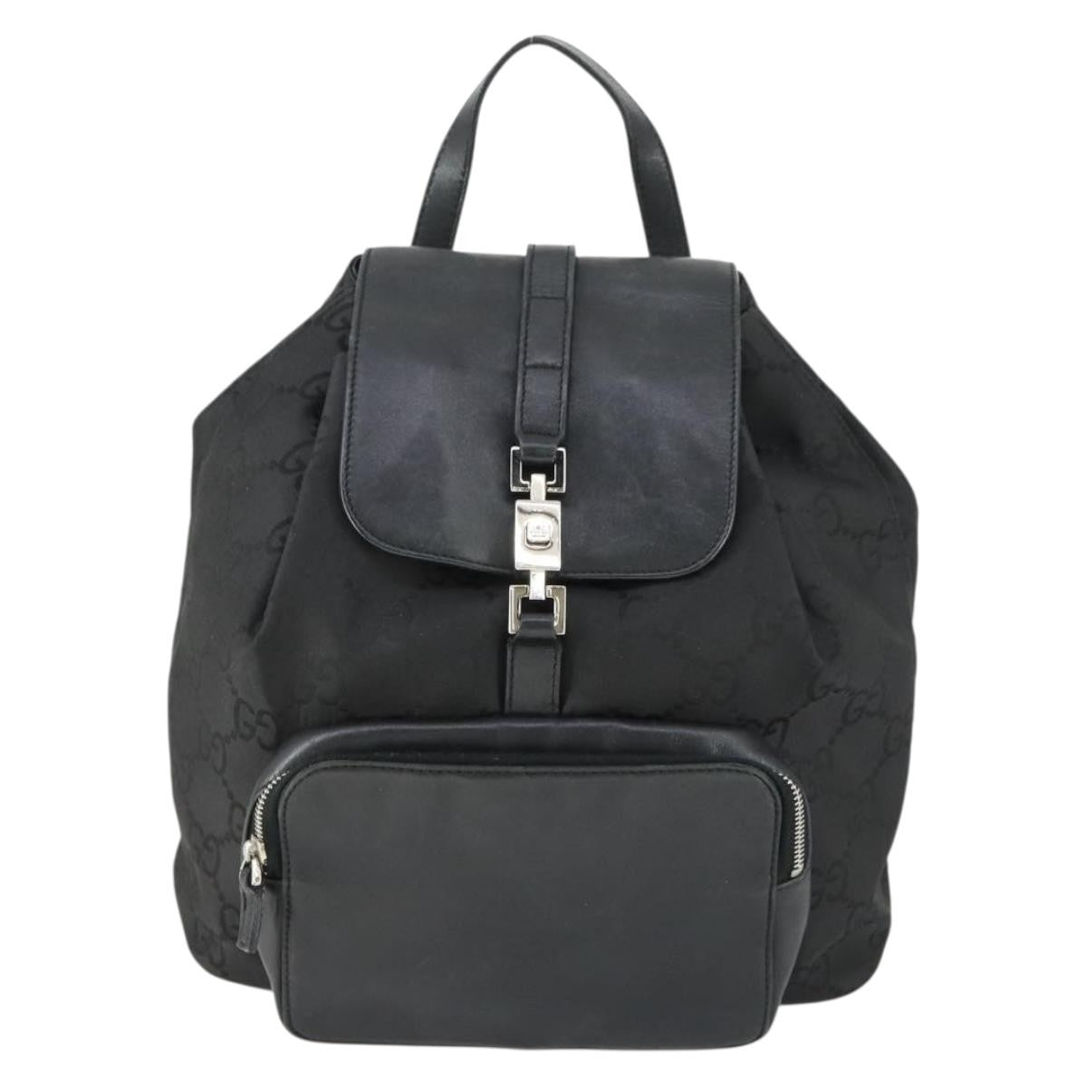 Gucci Vintage Jackie Backpack Gg Canvas Black Canvas Backpack Bag (Authentic Pre-Loved)