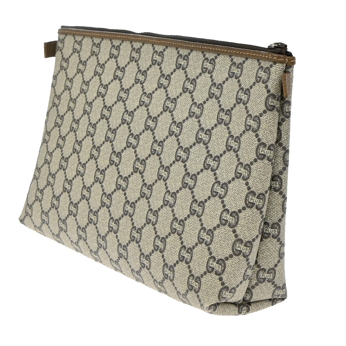 Gucci Gg Plus Supreme Pouch Canvas Brown Pvc Clutche & Pouche Bag (Authentic Pre-Loved)