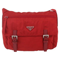Prada Zip Buckle Messenger Bag Tessuto Red Nylon Shoulder Bag Bag (Pre-Loved)