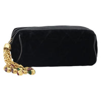 Chanel Vintage Gripoix Clutch Velvet Black Velvet Clutche & Pouche Bag (Authentic Pre-Loved)