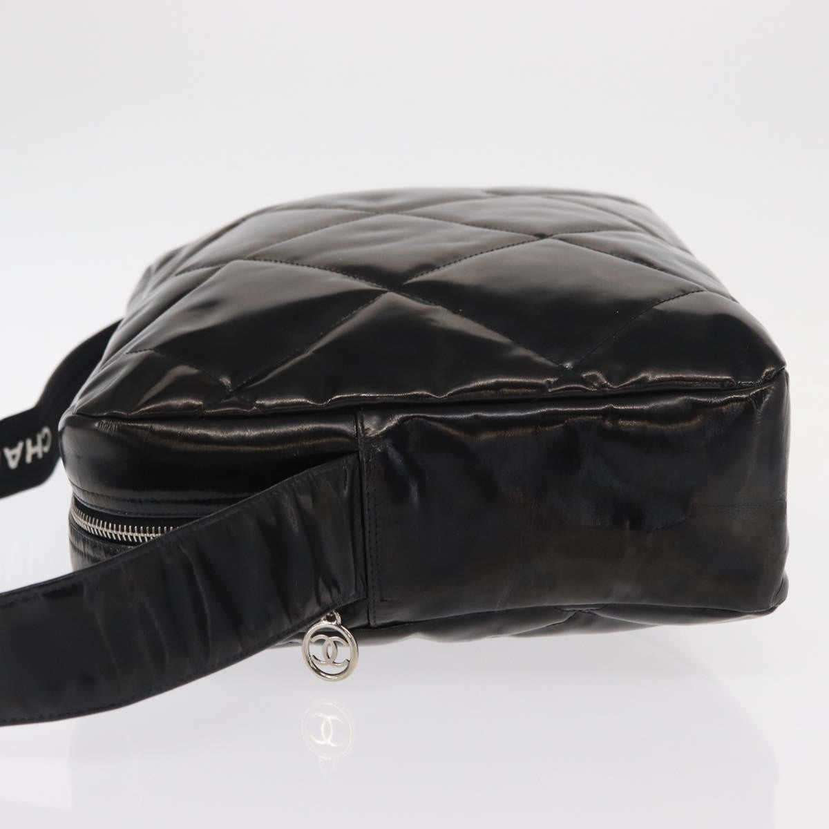 Chanel Vintage Shoulder Bag Enamel Black Patent_Leather Shoulder Bag Bag (Pre-Loved)