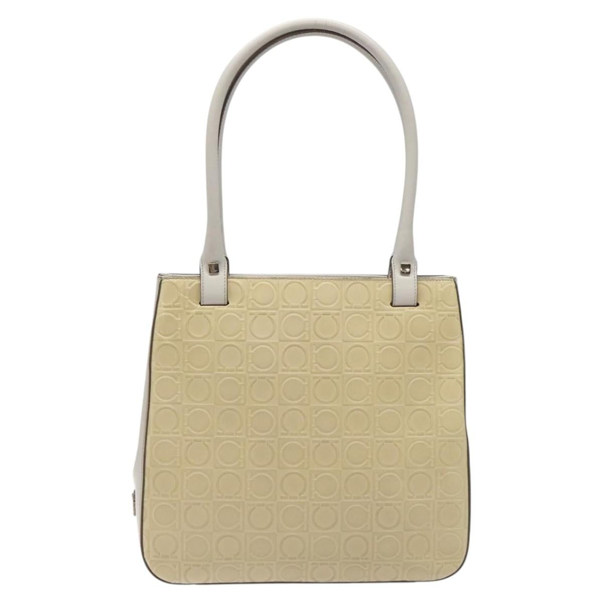Salvatore Ferragamo Gancini Shoulder Bag Leather Beige Leather Shoulder Bag Bag (Pre-Loved)