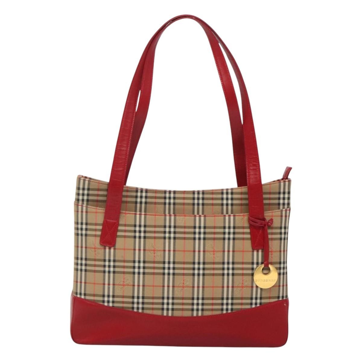 Burberry Nova Check Tote Canvas And Leather Beige Canvas Tote Bag Bag (Authentic Pre-Loved)