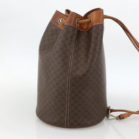 Celine Vintage Macadam Backpack Canvas And Leather Brown Canvas Backpack Bag (Pre-Loved)