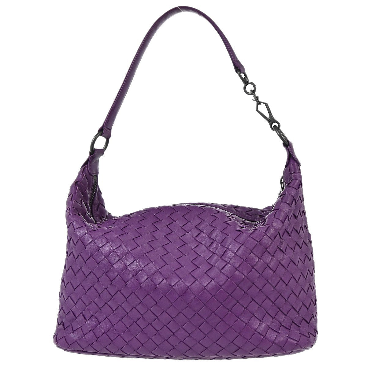 Bottega Veneta Zip Hobo Intrecciato Nappa Purple Leather Handbag (Pre-Loved)