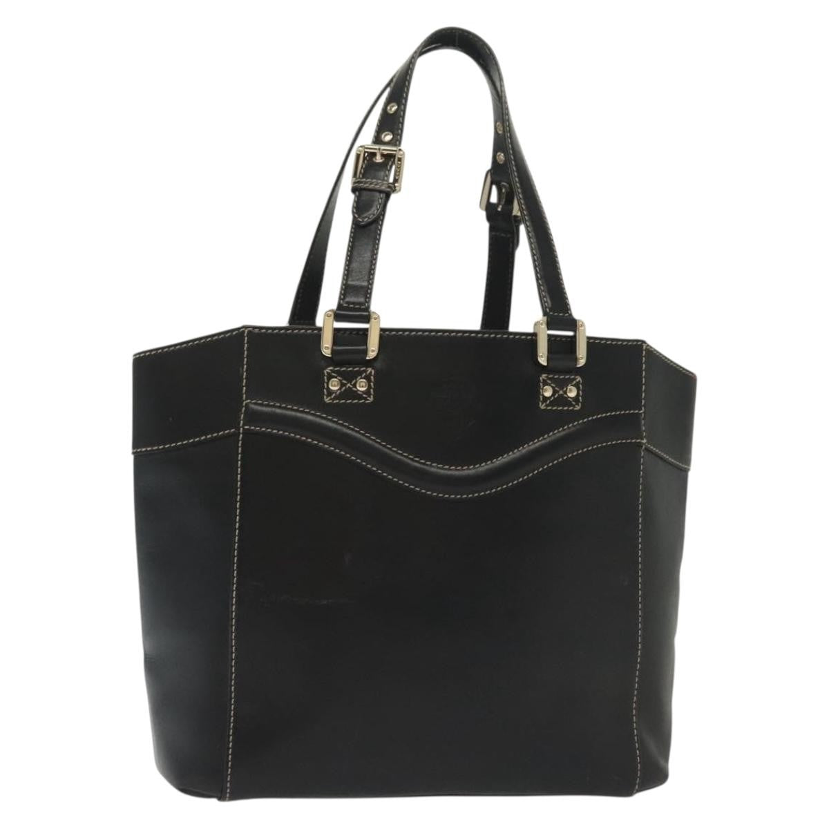Gucci Tote Bag Leather Black Leather Tote Bag Bag (Pre-Loved)