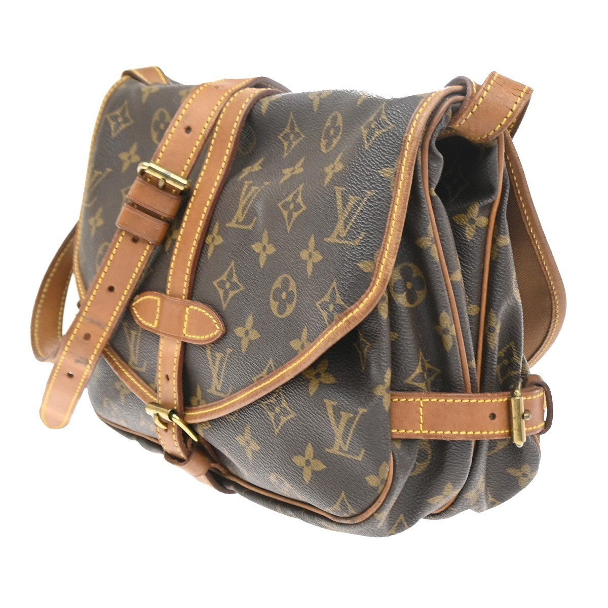 Louis Vuitton Saumur Handbag Monogram Canvas Brown Canvas Shoulder Bag Bag (Authentic Pre-Loved)