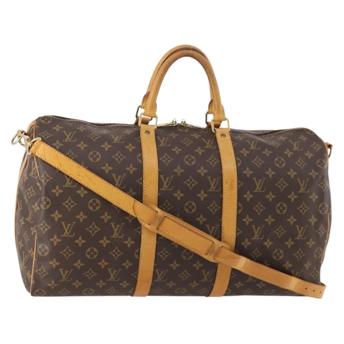 Louis Vuitton Keepall Bandouliere Bag Monogram Canvas Brown Canvas Travel Bag Bag (Authentic Pre-Loved)