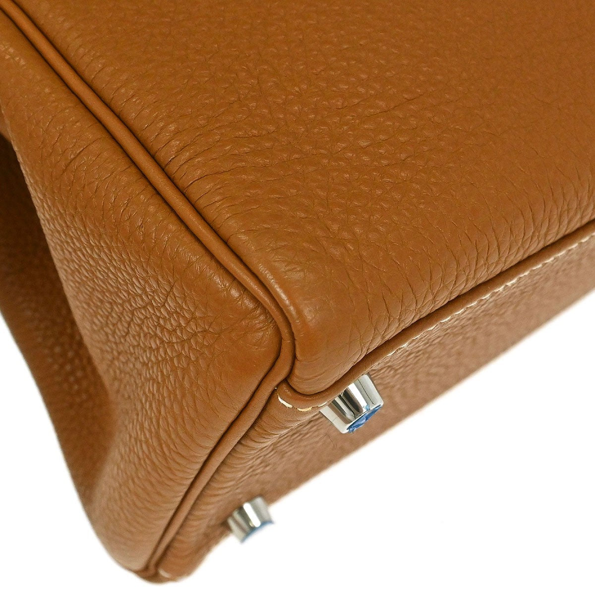 Hermes Kelly Handbag Brown Togo With Palladium Hardware Gold Leather Handbag (Pre-Loved)