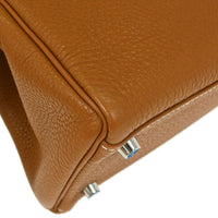Hermes Kelly Handbag Brown Togo With Palladium Hardware Gold Leather Handbag (Pre-Loved)