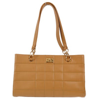 Chanel Vintage Chocolate Bar Zip Around Tote Quilted Calfskin Beige Leather Tote Bag Bag (Authentic Pre-Loved)