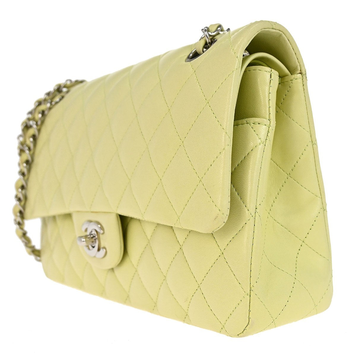Chanel Timeless - Classic Double Flap Bag Quilted Lambskin Green Leather Shoulder Bag Bag (Authentic Pre-Loved)