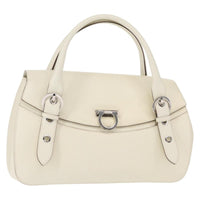 Salvatore Ferragamo Gancini Shoulder Bag Leather White Leather Shoulder Bag Bag (Pre-Loved)