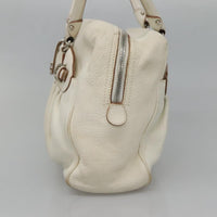 Salvatore Ferragamo Gancini Buckle Shoulder Bag Leather White Leather Shoulder Bag Bag (Authentic Pre-Loved)