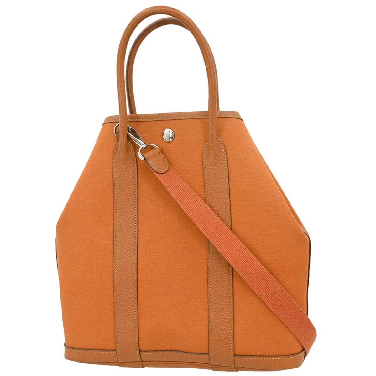 Hermes Garden File Tote Toile And Leather Orange Canvas Tote Bag Bag (Authentic Pre-Loved)