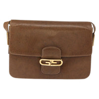 Gucci Vintage Flap Shoulder Bag Leather Brown Leather Shoulder Bag Bag (Authentic Pre-Loved)