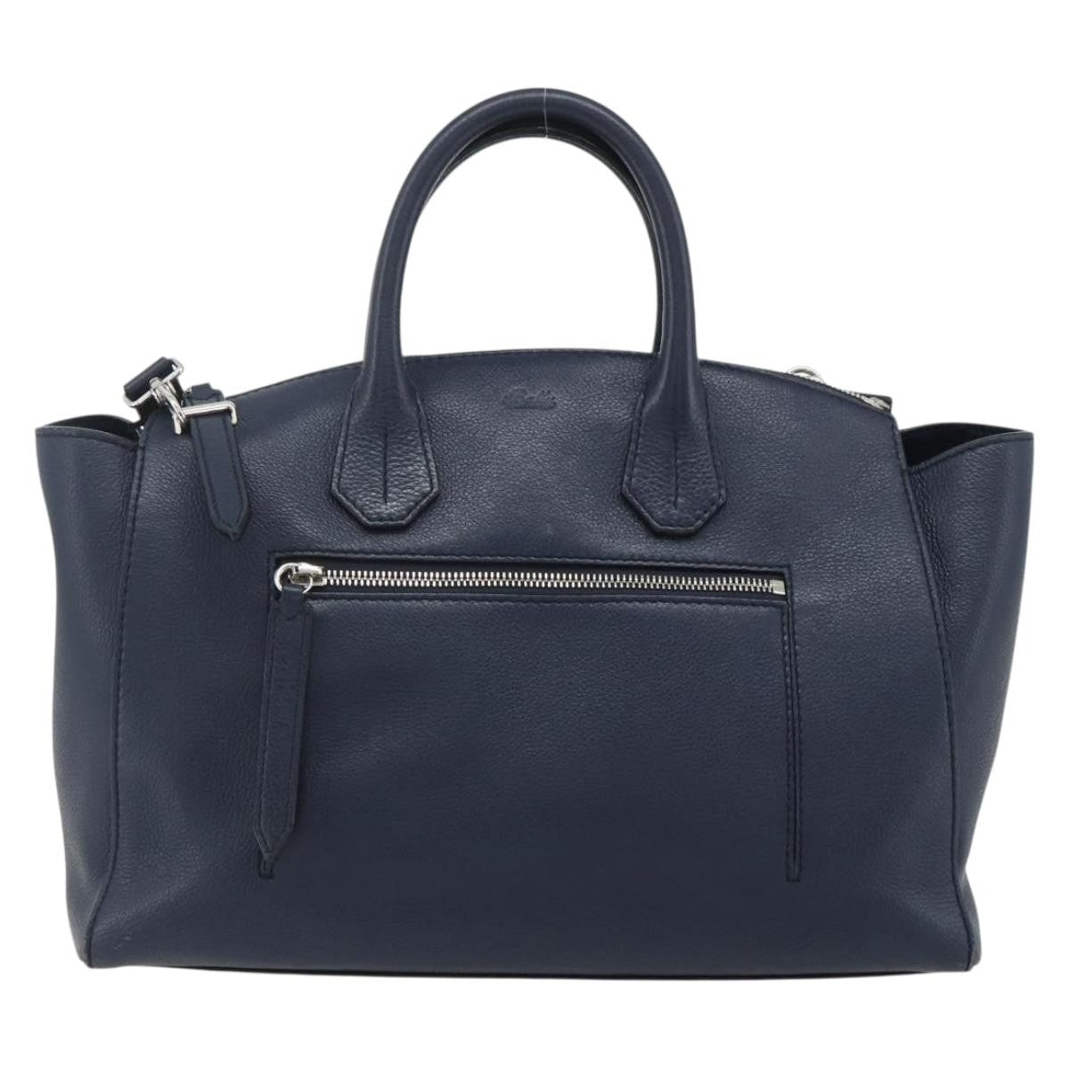 Bally Vintage Handbag Leather Navy Leather Handbag (Pre-Loved)