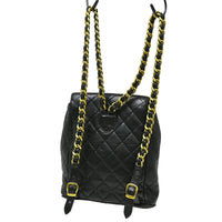 Chanel Duma Drawstring Backpack Quilted Leather Black Leather Backpack Bag (Pre-Loved)