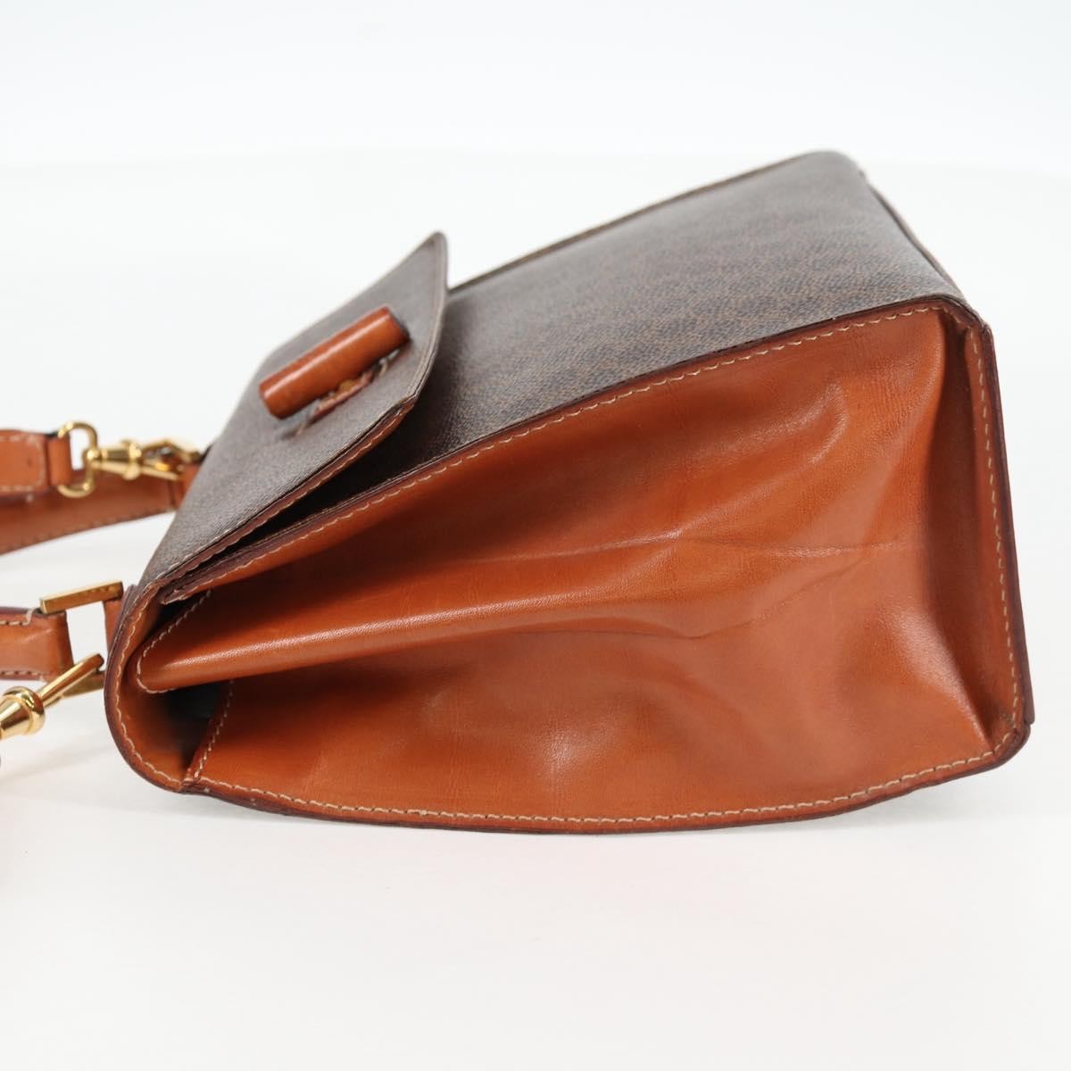 Celine Vintage Convertible Top Handle Bag Macadam Coated Canvas Brown Canvas Bag (Authentic Pre-Loved)