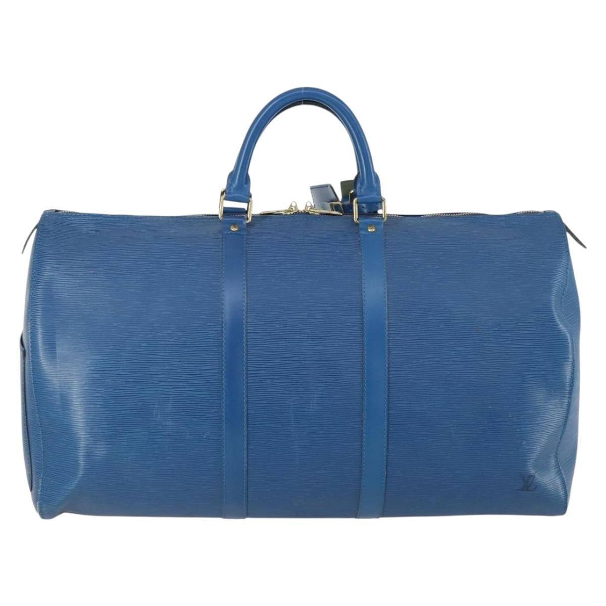 Louis Vuitton Keepall Bag Epi Leather Blue Leather Travel Bag Bag (Authentic Pre-Loved)