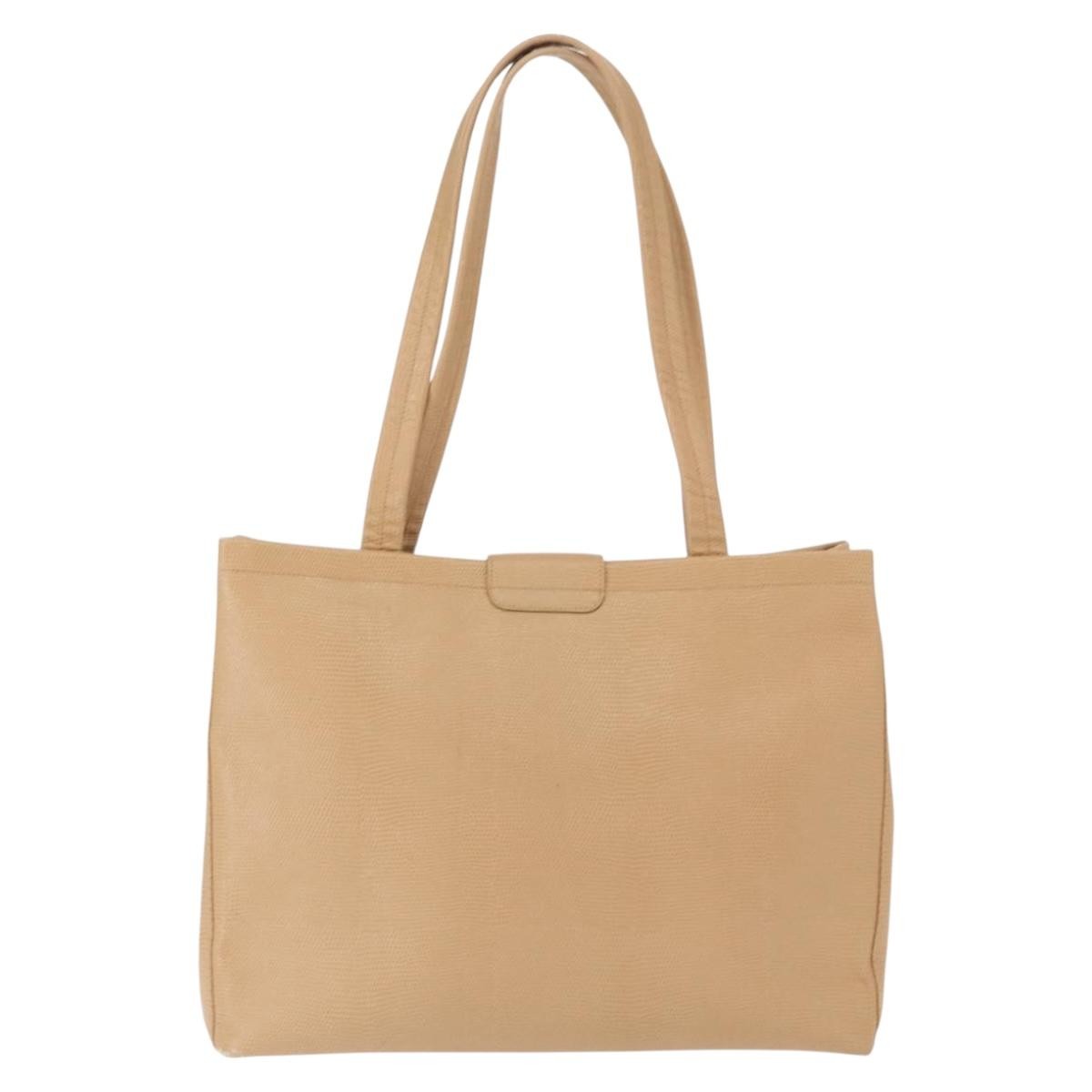 Salvatore Ferragamo Vala Tote Leather Beige Leather Tote Bag Bag (Pre-Loved)
