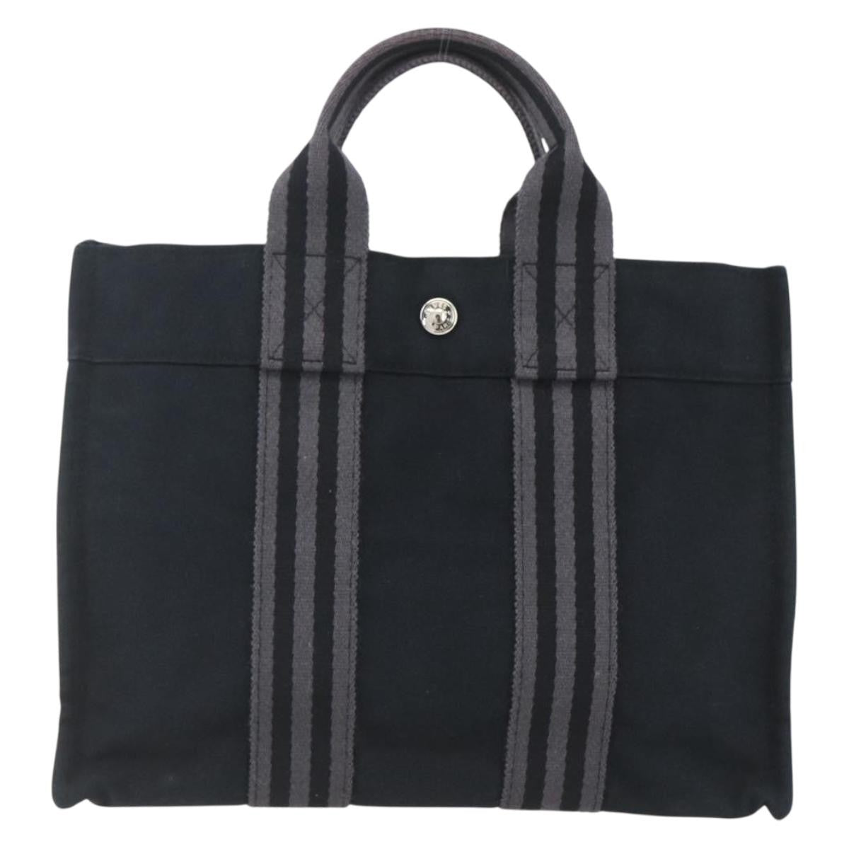 Hermes Fourre Tout Tote Canvas Black Canvas Tote Bag Bag (Authentic Pre-Loved)