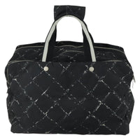 Chanel Travel Line Boston Bag Printed Nylon Black Nylon Travel Bag Bag (Pre-Loved)