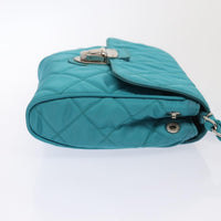 Prada Pushlock Chain Flap Bag Quilted Tessuto Turquoise Nylon Shoulder Bag Bag (Pre-Loved)